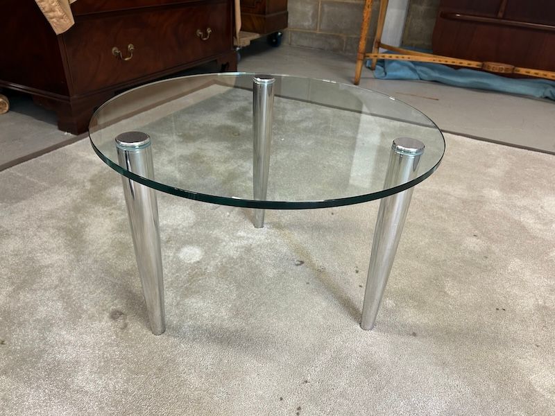 Vintage Chrome  & Glass Coffee Table