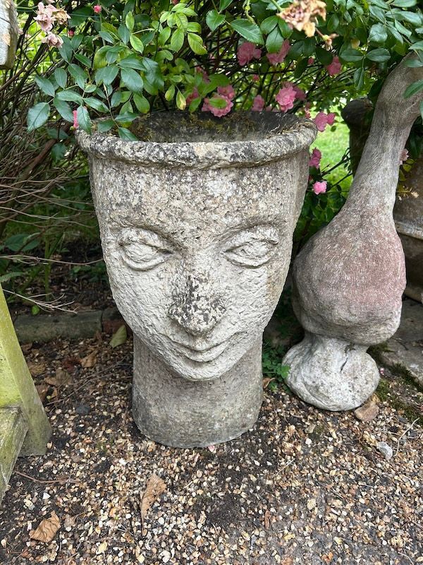 Nature Nymph (face Pot) Cement Container/ Flower Pot