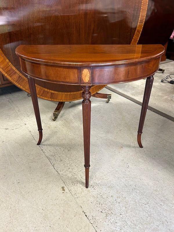 Good Quality Mahogany Inlaid Demi Lune/ Console Hall Table