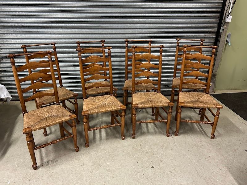 Stunning Set of Super Quality Cherry Wood Ladder Back Dining Chairs
