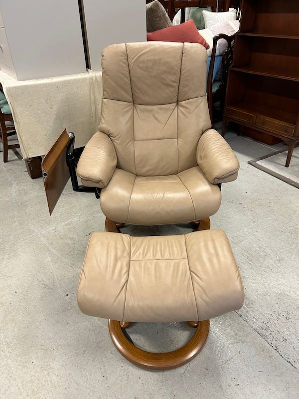Ekornes Classic Medium Mayfair Leather Armchair & Footstool