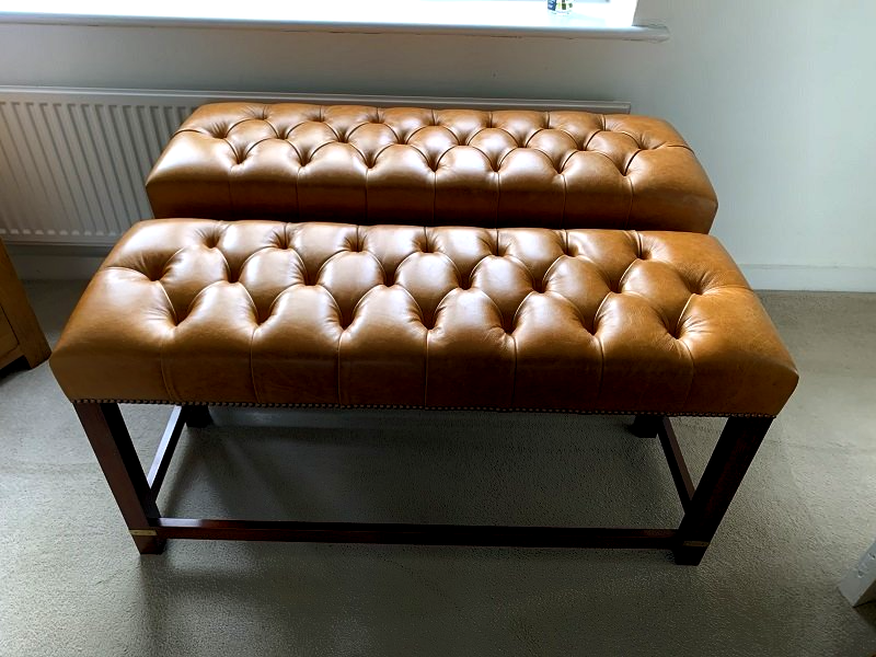 Brand New Bevan Funnell Miltary Style Deep Buttoned Leather Chesterfield Bench/ Window Seat