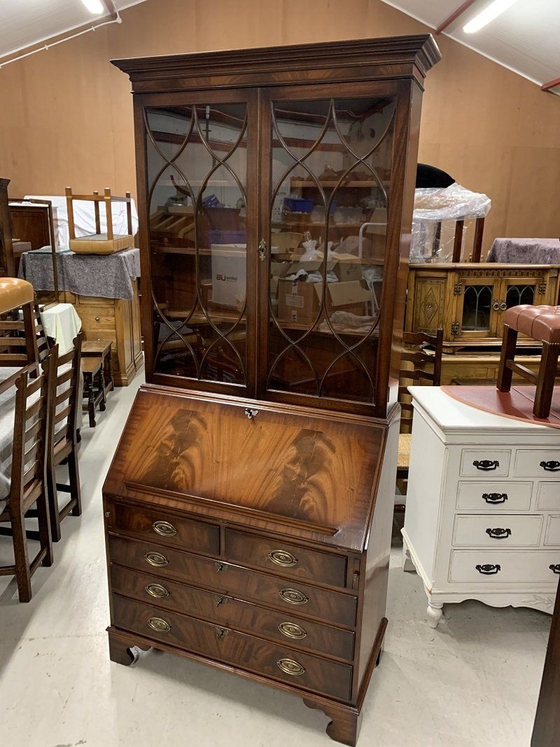 Bevan Funnell Mahogany Bureau Bookcase