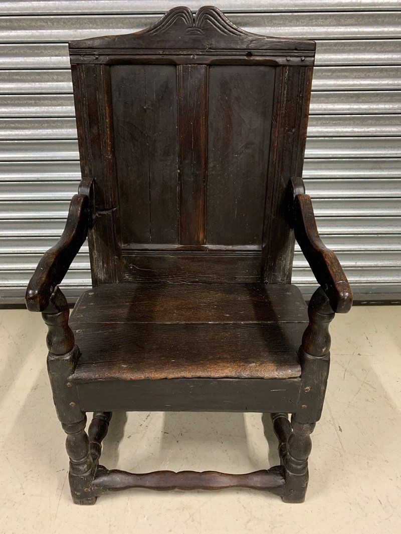 16th/ 17th Century Solid Oak Wainscot Armchair
