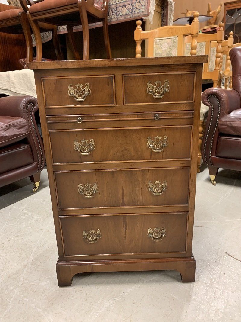 Walnut Chest of Drawers with Brush Slide by Burton Reproductions