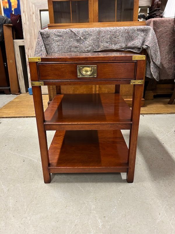 Military Style Cherry Wood Side Table made by Kennedy for Harrods