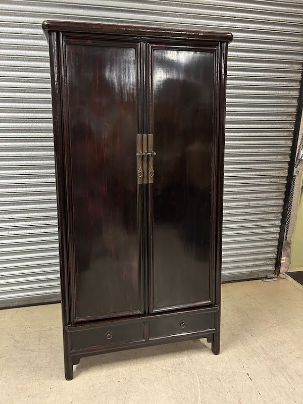 Black Lacquered Chinese Cupboard/ Cabinet