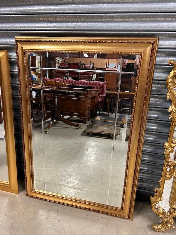 Large Bevelled Edged & Etched Gold Framed Mirror