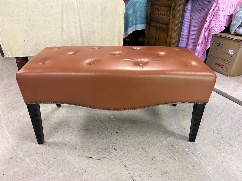 Tan Leather Ottoman Footstool