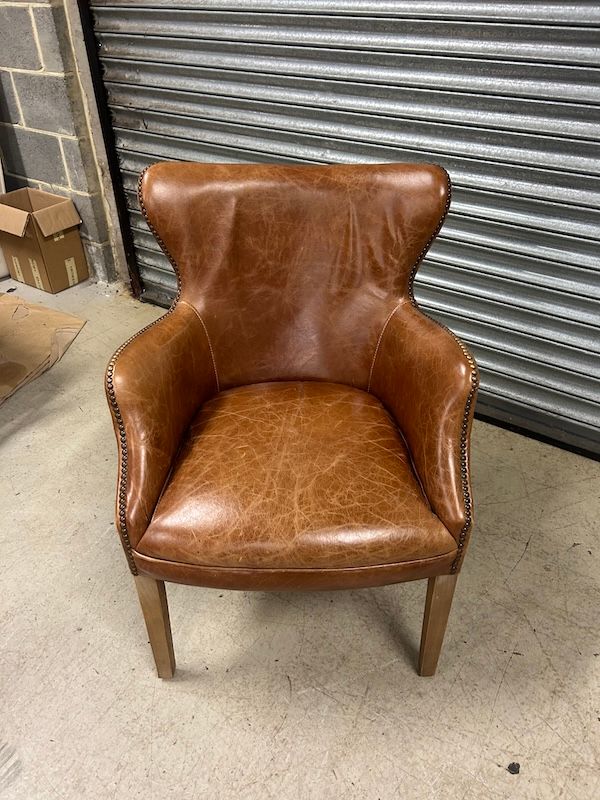 Good Quality, Havana Brown Leather Armchair