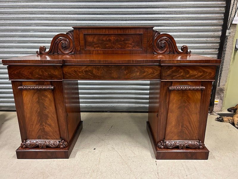 Stunning, Antique Mahogany Breakfront Pedestal Sideboard