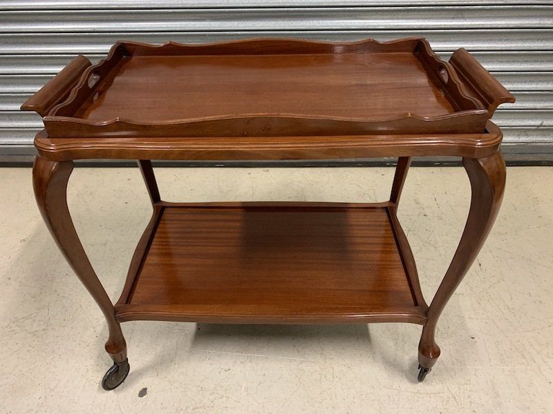 Vintage Mahogany Tea Trolley with Serving Tray