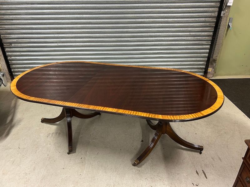 Super Quality Regency Style Mahogany D End Extending Twin Pedestal Dining Table by Millwood Cabinet Making