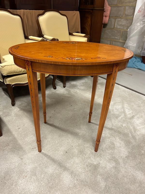 Stunning, Oval Satinwood Lamp/ Side Table by Restall Brown Clennell
