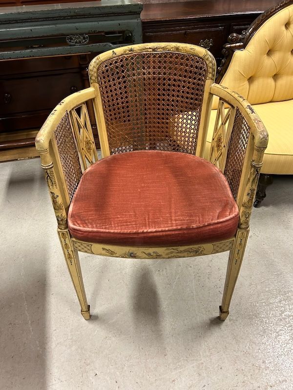 Antique Chinosiserier Bergere Hand Painted Bedroom Chair