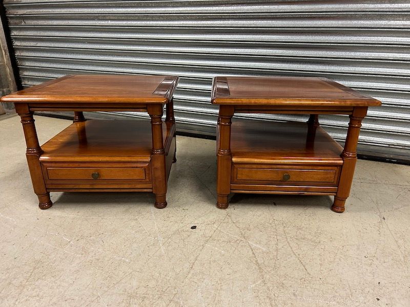 A Pair of Good Quality Solid Oak Side Tables/ Lamp Tables