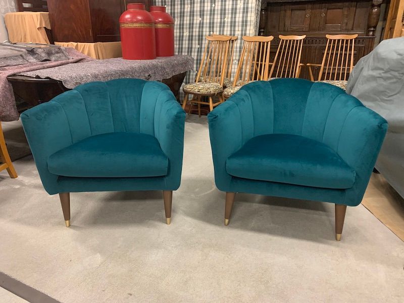 A Pair of John Lewis & Swoon Enville Velvet Occasional Armchairs