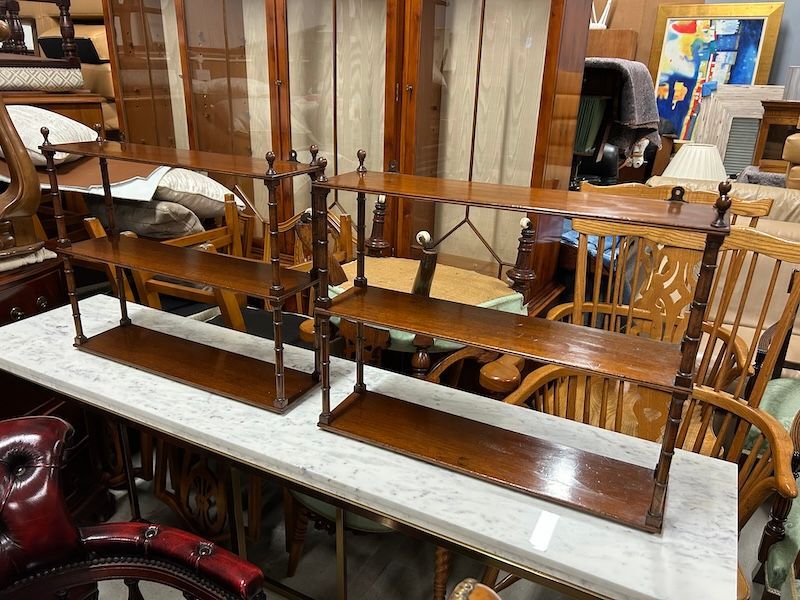 A Pair of Regency Style Mahogany Wall Hanging Shelves