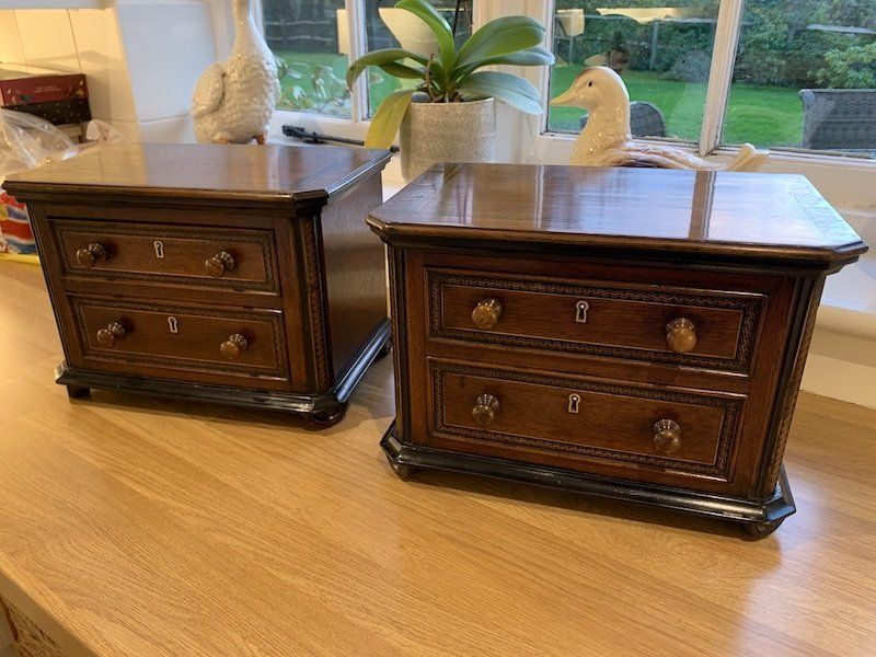 A Pair of Victorian Miniature Mahogany Chests