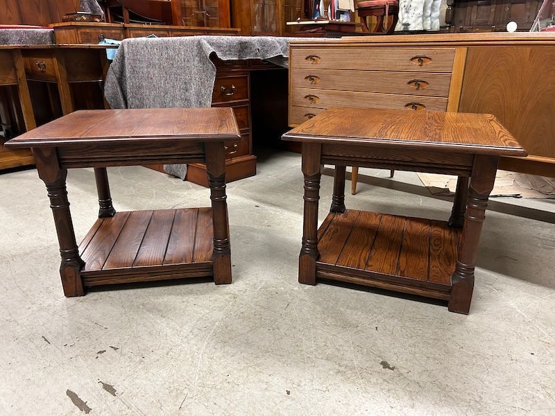 A Pair of Solid Oak Side/ Occasional Tables 