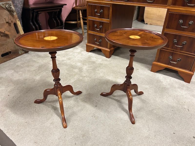 A Pair of Yew Wood Wine Tables by Bevan Funnell