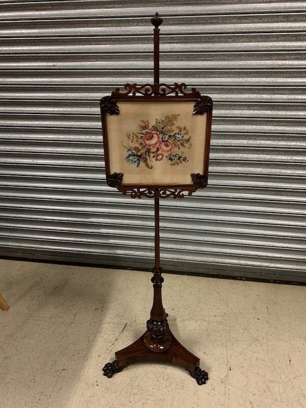 Superb Adjustable Rosewood Regency Pole Screen Circa 1830's