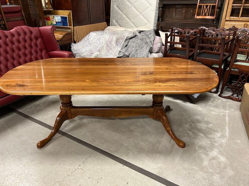 Oval Twin Pedestal Solid Walnut Dining Table by Stewart Linford