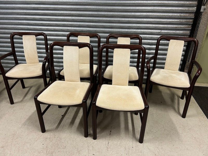 A Set of Six Vintage Danish Rosewood Dining Chairs, Edvard Valentinsen Boltinge