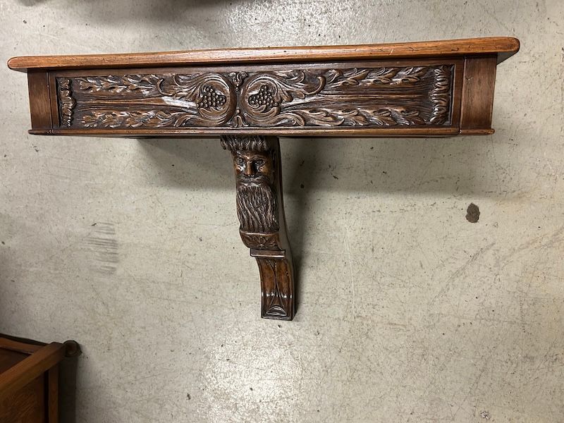 Solid Carved Oak Wall Hanging Console Table