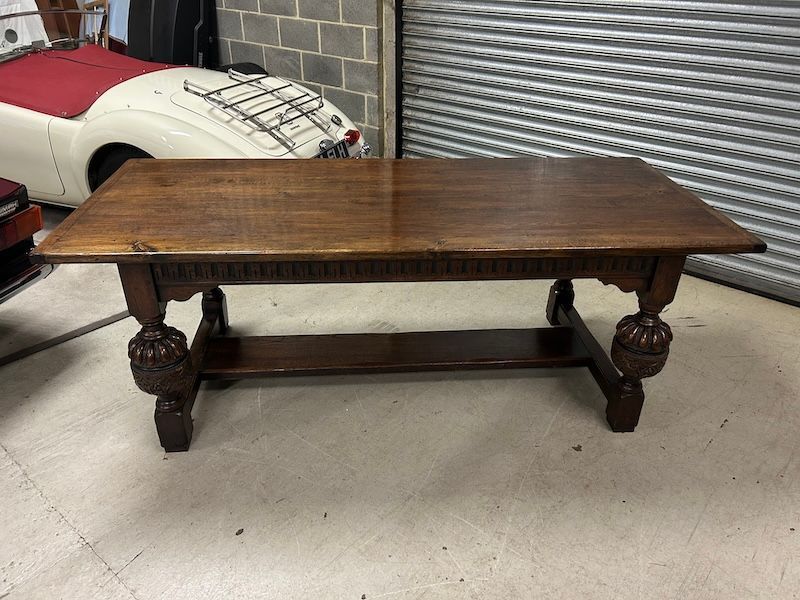 Antique 7' X 3' Elizabethan Style Solid Oak Refectory Table