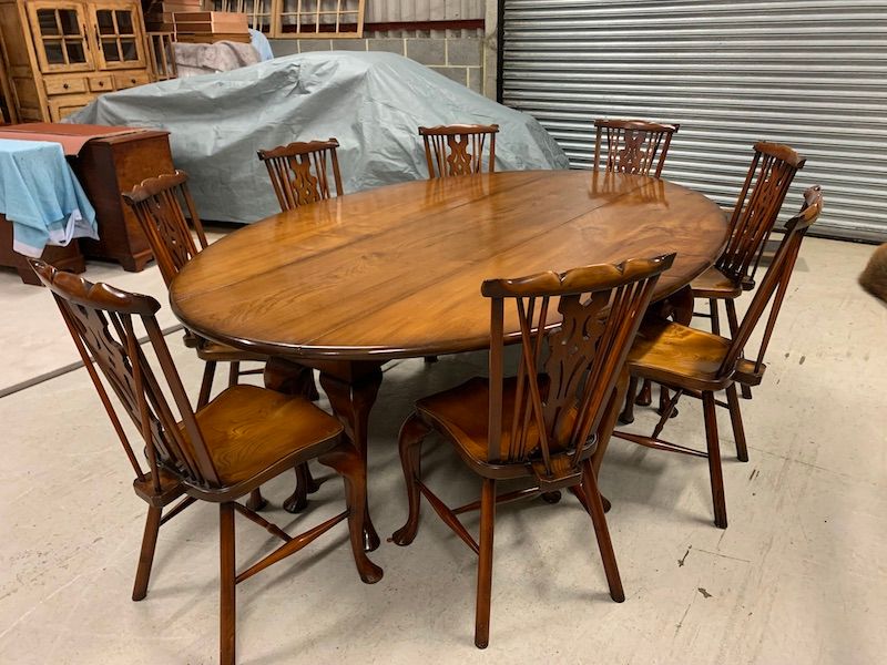 A Set of Eight Stunning Fan Back Dining Chairs & Dining Table by Stewart Linford