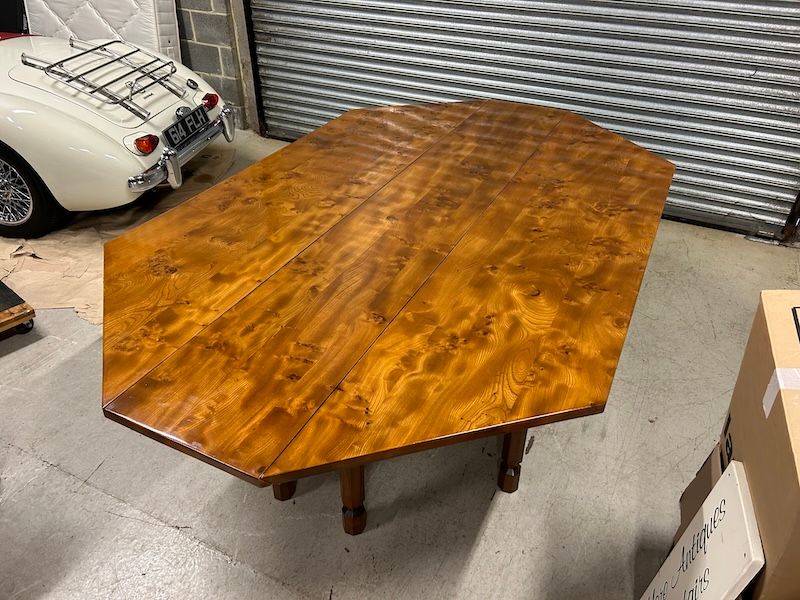 Stewart Linford Octagonal Burr Elm & Yew Wood Art Deco Style Dining Table
