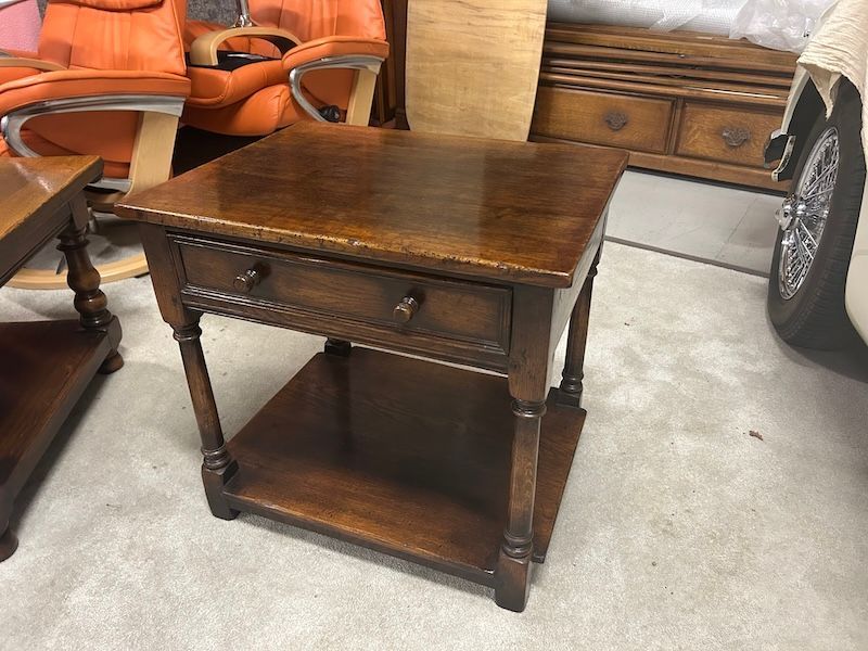 'Jacobean Style' Solid Oak End Side Table by Titchmarsh & Goodwin