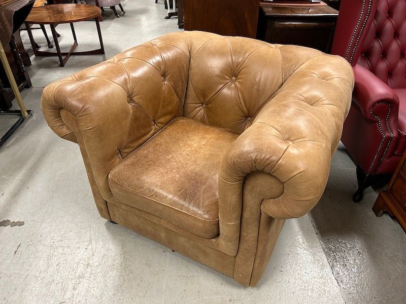 Tan Leather Chesterfield Club Chair