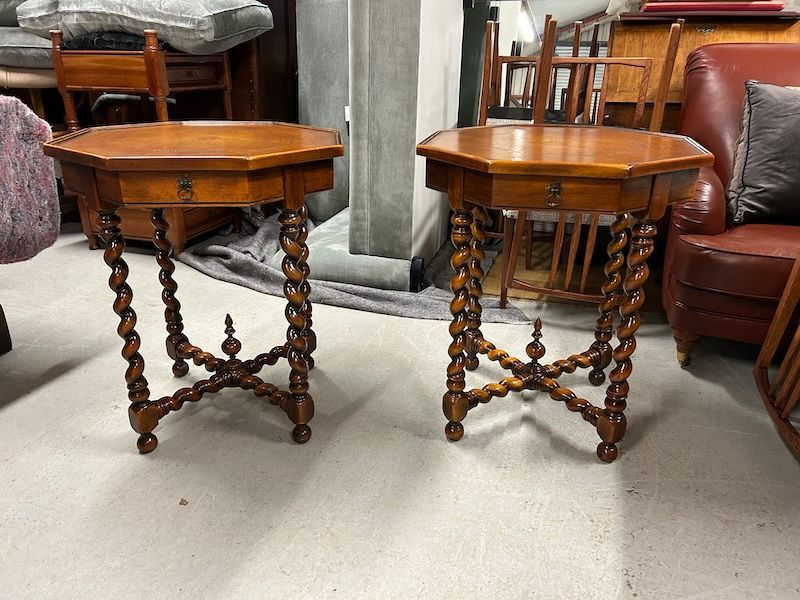 Stunning Pair of Theodore Alexander Octagonal Side/ Lamp Tables