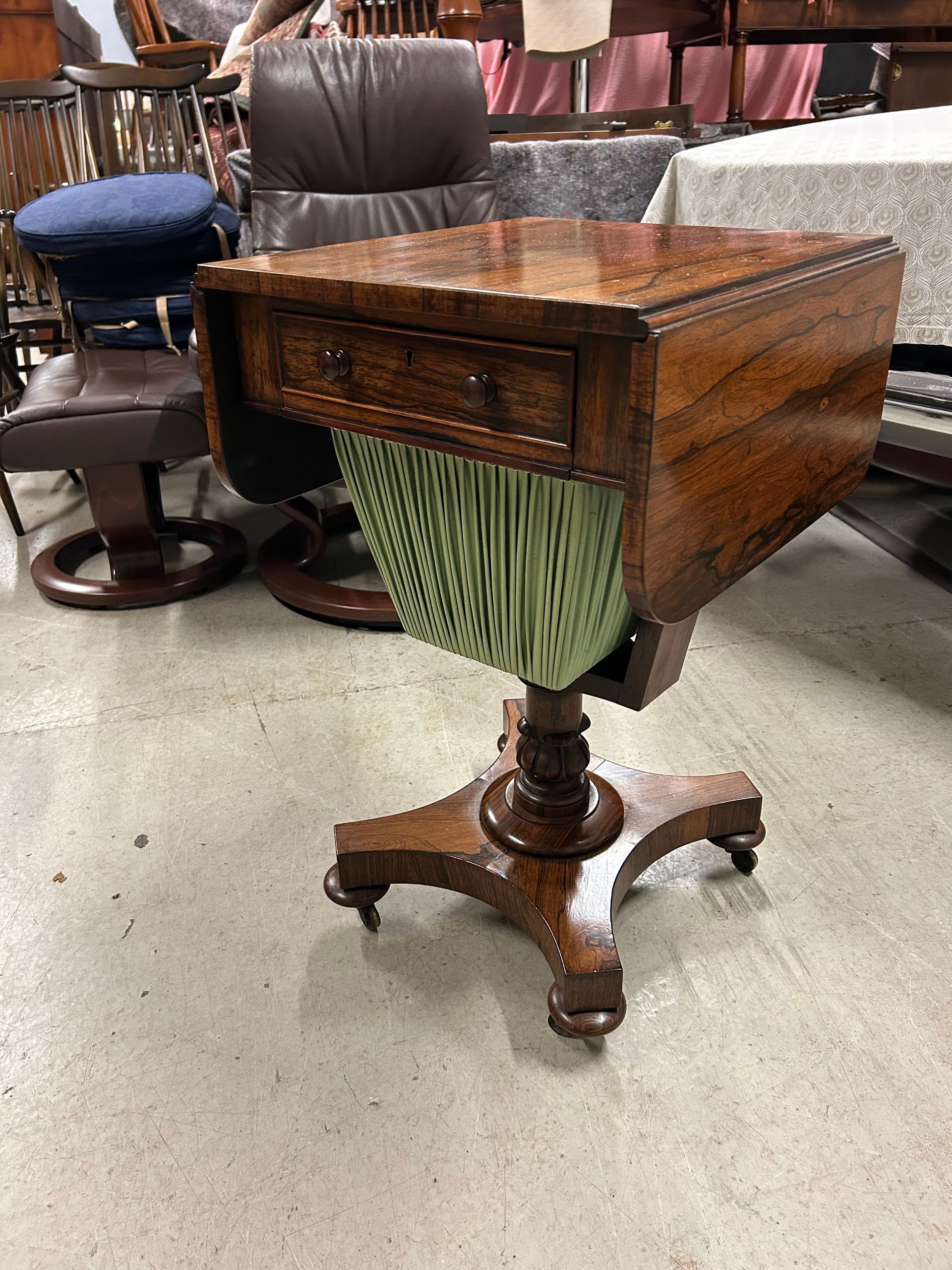 Antique Victorian Rosewood Sewing Table