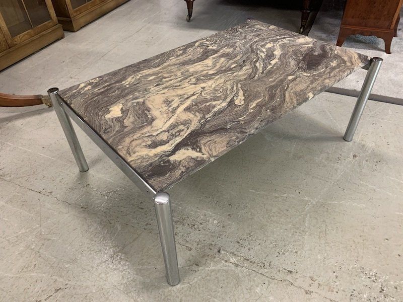 Vintage 1970 s Chrome & Marble Coffee Table from Heals