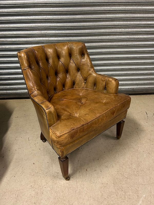 Vintage Leather Chesterfield Fireside Armchair