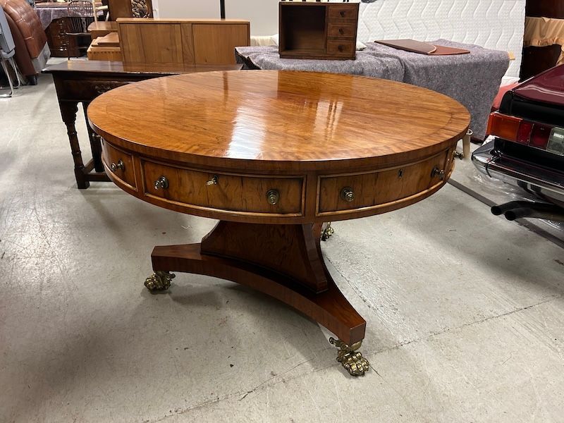 Stunning William IV Style French Walnut Center Drum Table