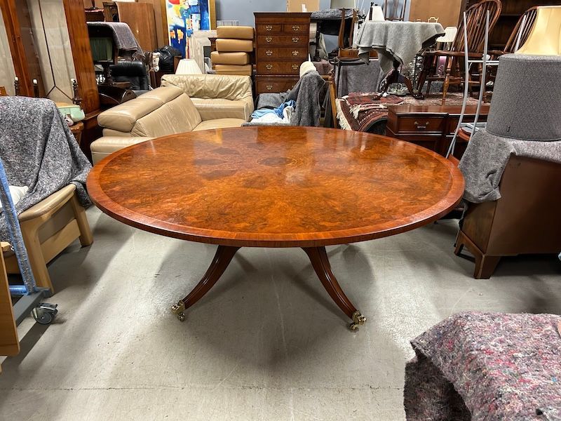 Stunning, 6ft 6 Burr Walnut Circular Dining Table 