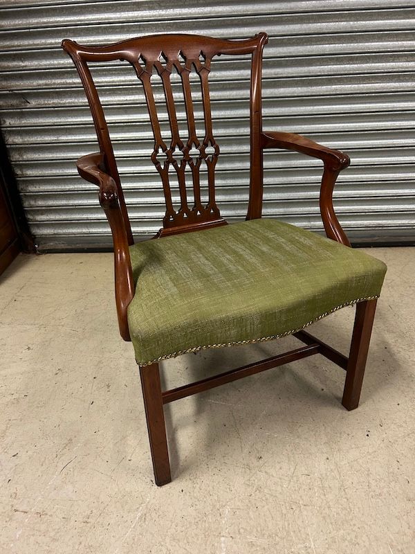 William Tillman Chippendale Style Mahogany Elbow/ Carver Dining Chair