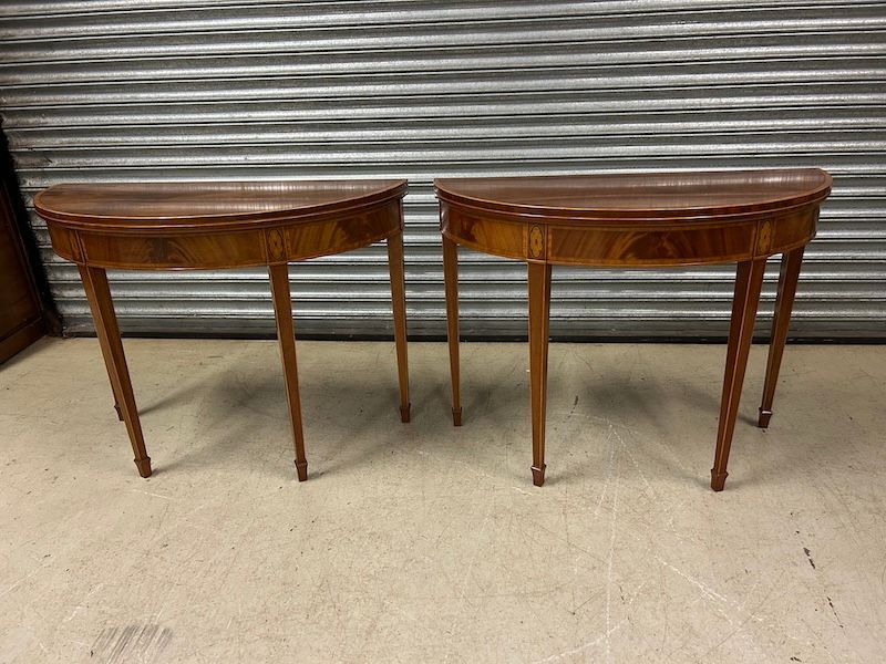 Pair of William Tillman Mahogany Tea Table /Folding Side/ Console Tables