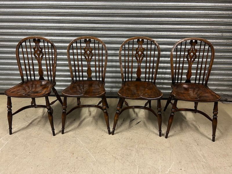 Set of Four Elm Windsor Chairs sold by Brights of Nettlebed