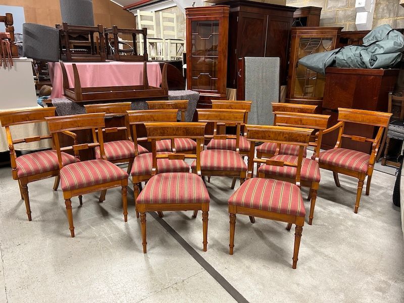 A Set of Twelve Good Quality Yew Wood Bar Back Dining Chairs by Wade