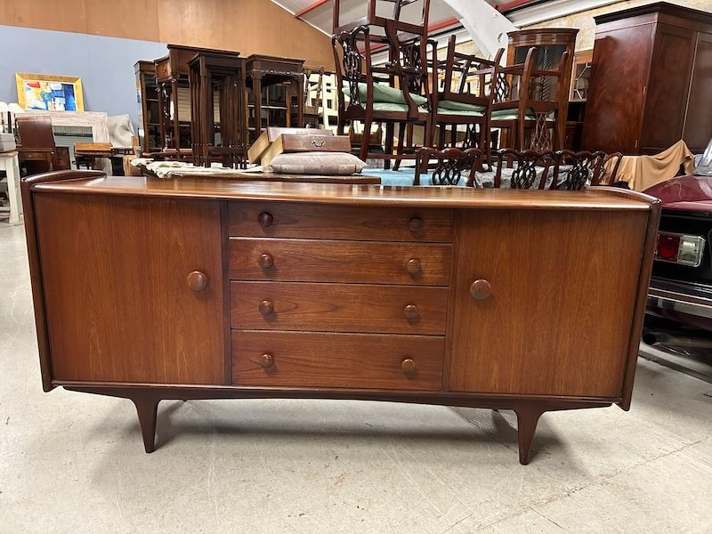 Great Quality, Mid Century Volnay Solid Amfrosia Teak Sideboard by Younger