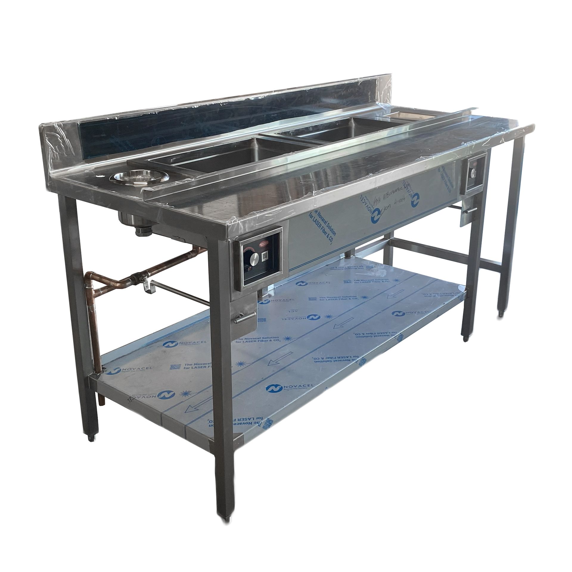 Wide Expo Table with Dipper Well and Undershelf