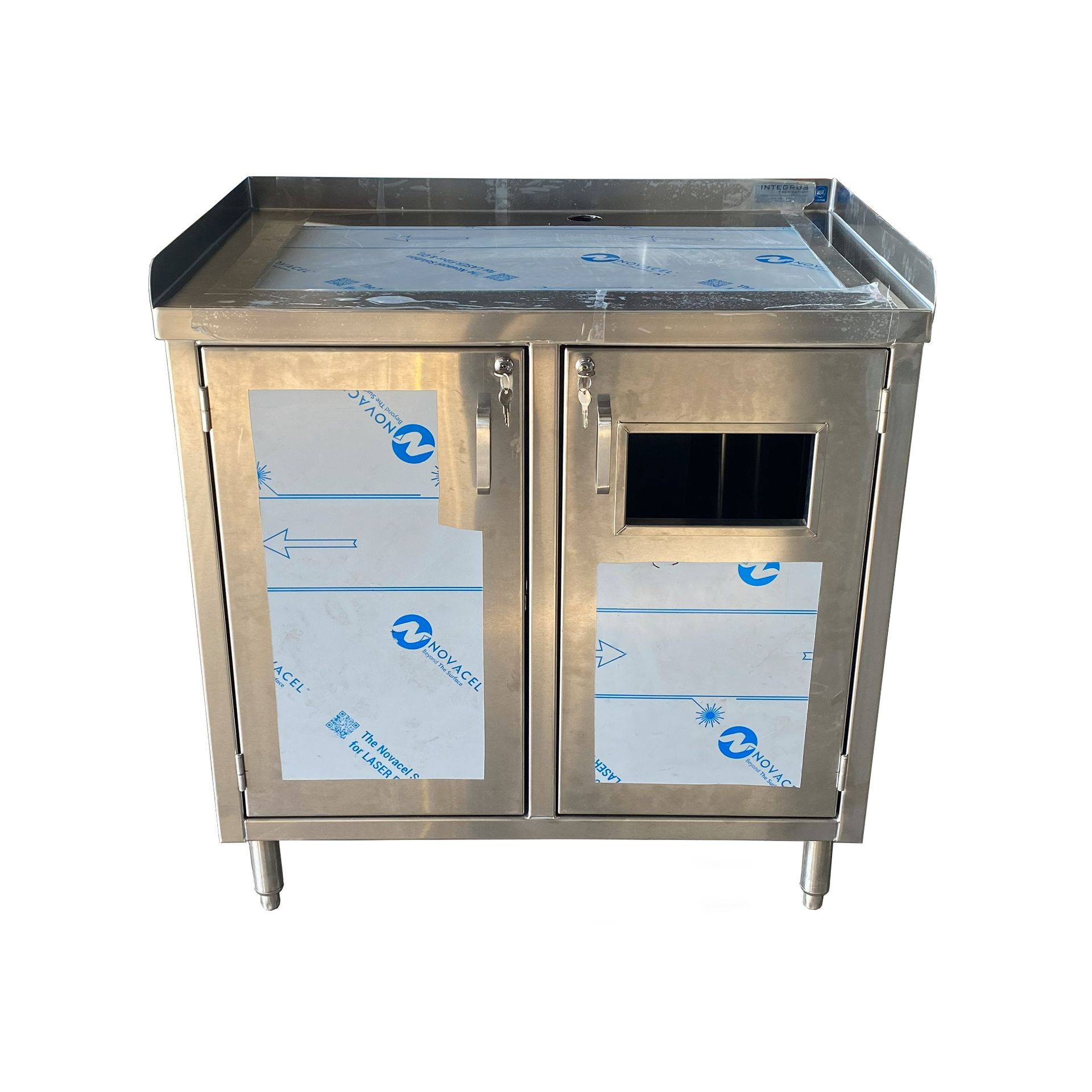 Left Photo of stainless steel locking cabinet