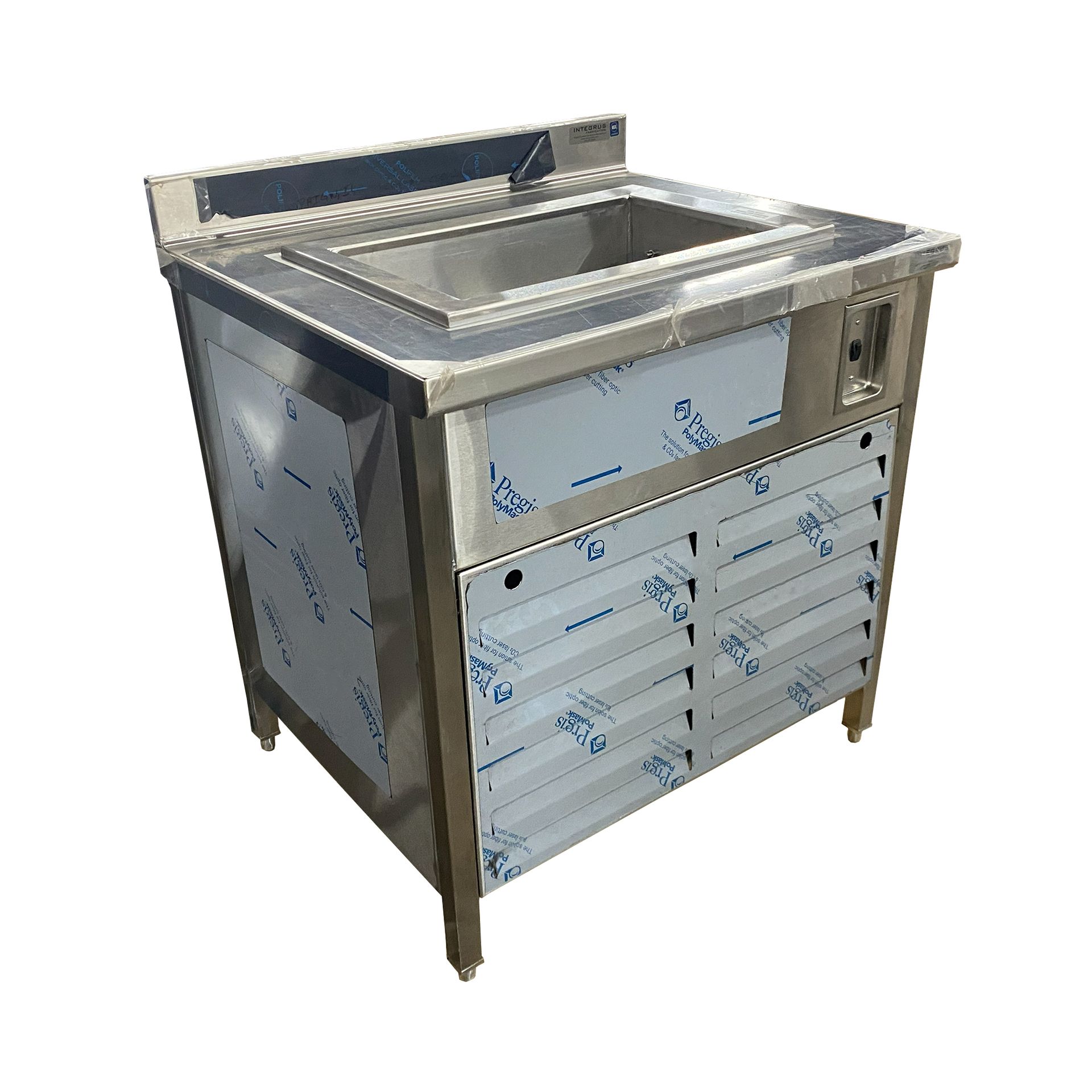 Angled photo of Batter Table  - Refrigerated Expo Workstation / Cart