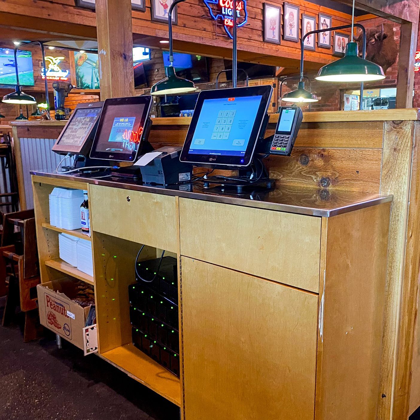 Metal Fabricated / Welded Point of Sale System  installed by the Integrus Fabrication team at Texas Roadhouse