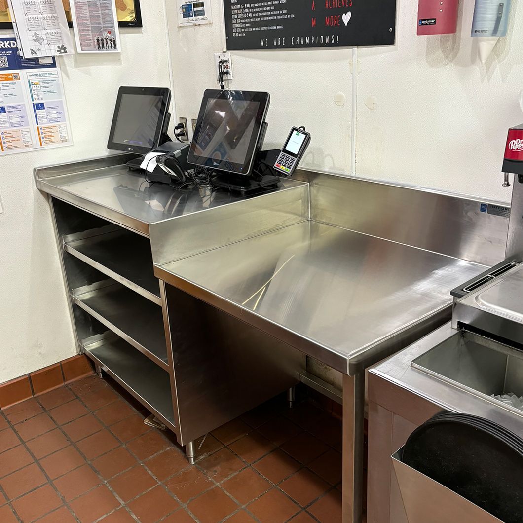 Metal Fabricated / Welded Point of Sale System  installed by the Integrus Fabrication team at Texas Roadhouse in DFW